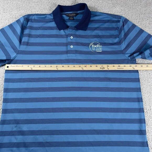 Brooks Brothers FedEx St. Jude Classic Striped Polo Shirt Blue Men’s Size XL - Picture 6 of 8
